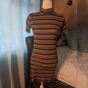 Women's striped turtleneck dress